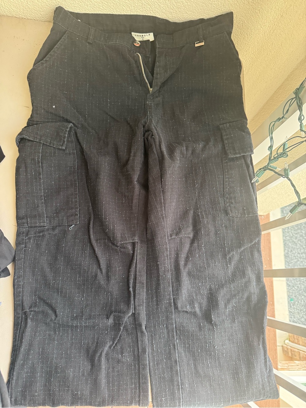 YoungLA Black Pinstripe Cargo Pants